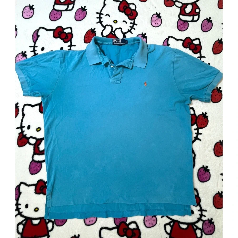 2000s indie skater blue polo tee